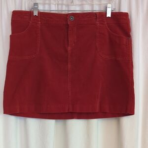 Burnt Orange Fine-Wale Corduroy Mini Skirt